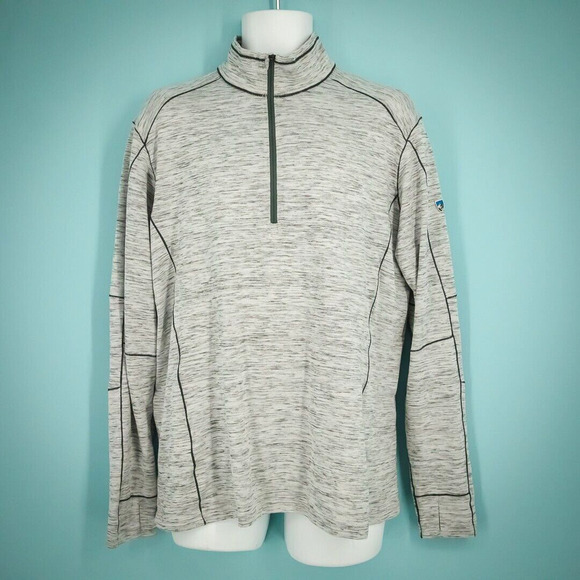 Kuhl Size XL Alloy Gray Space Dye 1/4 Zip Long Sleeve Outdoor Sweater Jacket - Picture 1 of 9
